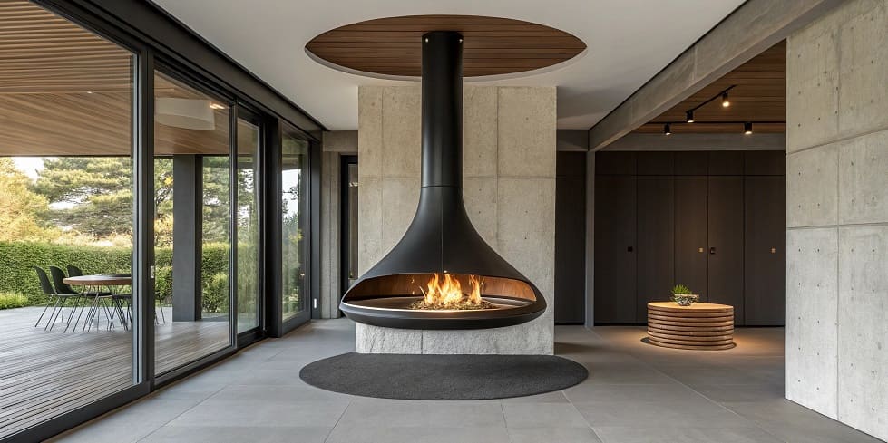 Открытый камин в стиле модерн