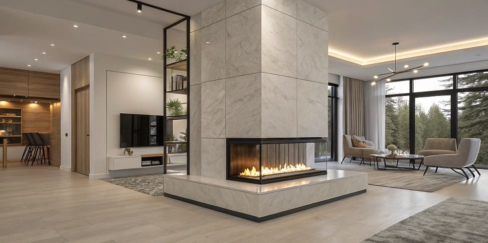 Модерновые камины с открытым очагом, и пламя у них разное