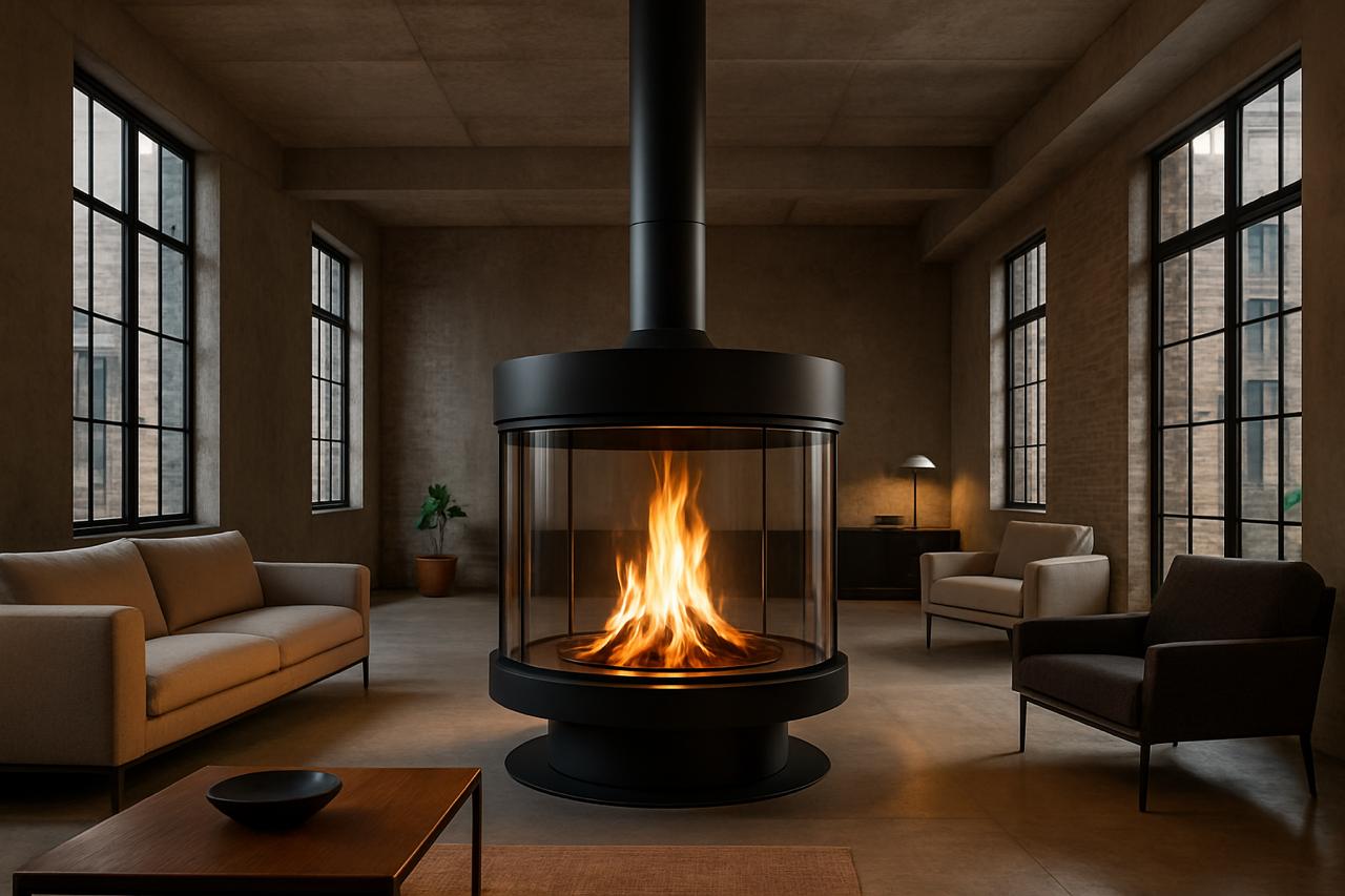 Центральные камины со стеклом: эстетика и технологии