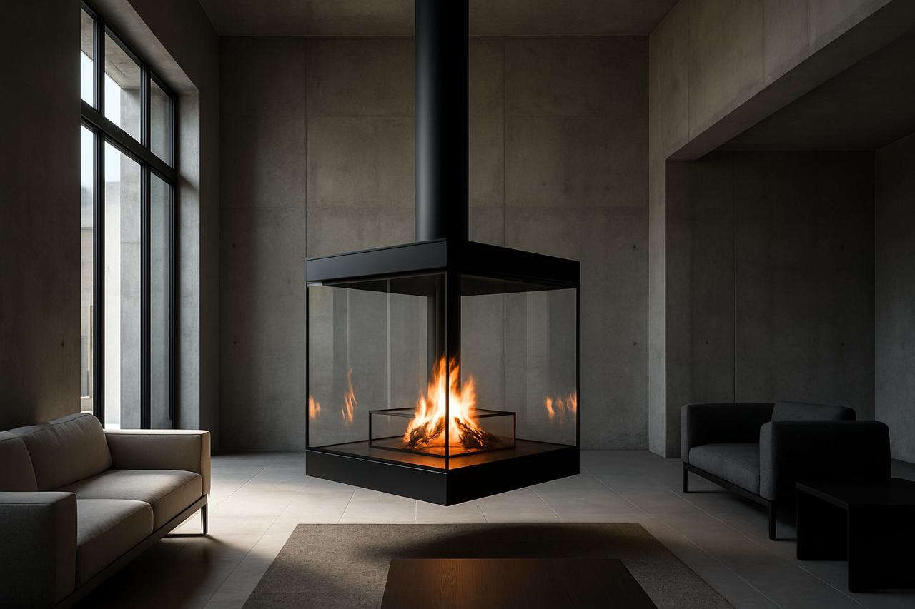 Подвесные камины: виды, устройство и применение в интерьере