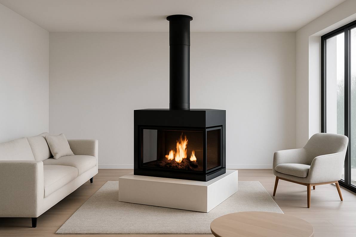 Камин в центре комнаты или на кухне-гостиной: нюансы тяги и монтажа